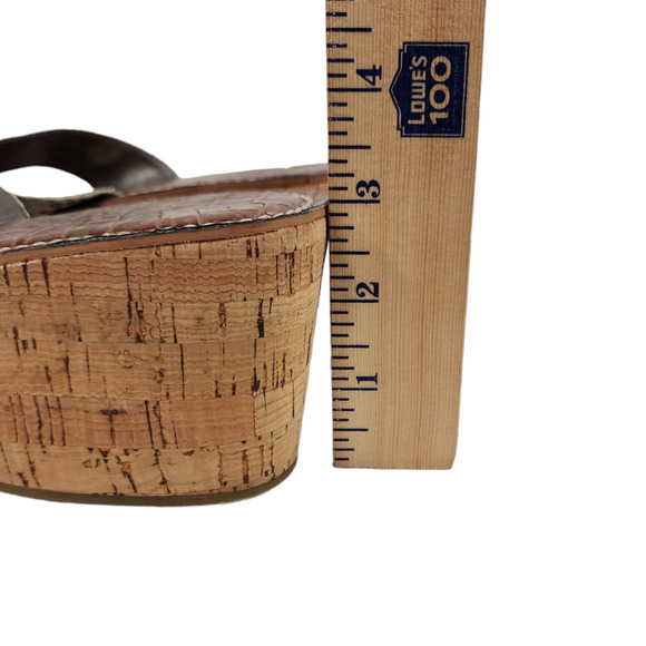 Sam Edelman Womens Wedge Sandals sz 11 M Romy Cork Thong Platform Snake Print - Picture 12 of 13